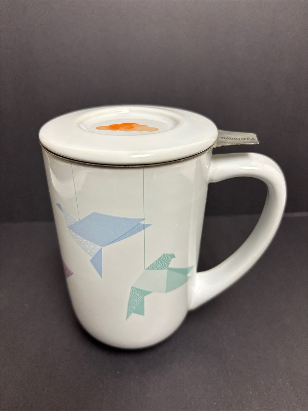 David’s Tea Origami Cranes Nordic Mug with Lid and Infuser
